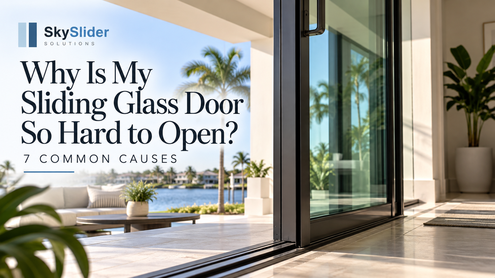 Sliding glass door that is hard to open in a Southwest Florida home
